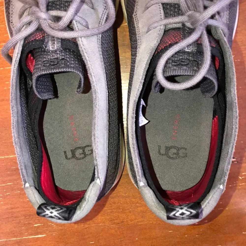UGG 11 Energ Treadlite Gray Knit Suede Light Lace Up Boots White Sole